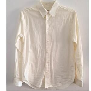 6397 Cotton Button Down Oversized Uniform Long Sleeve Shirt Off-White XS